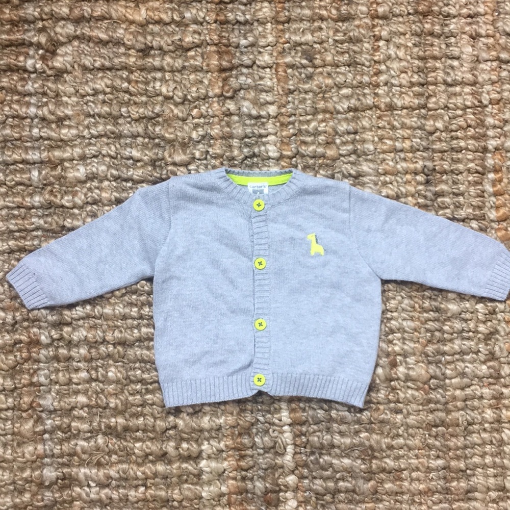 Carter’s lime & gray cardigan size 6M worn once